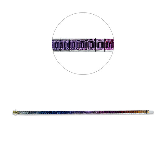 Armband 18 kt WG, 64 Saphire 9,91 ct fancy