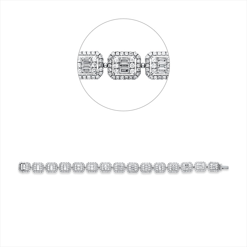 Armband 18 kt WG, 45 Bag. 1,73 ct, TW-vsi, 425 Brill. 3,53 ct, TW-vsi
