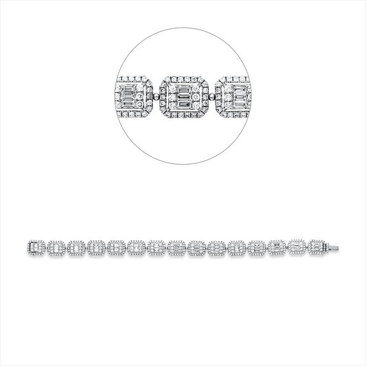 Armband 18 kt WG, 45 Bag. 1,73 ct, TW-vsi, 425 Brill. 3,53 ct, TW-vsi