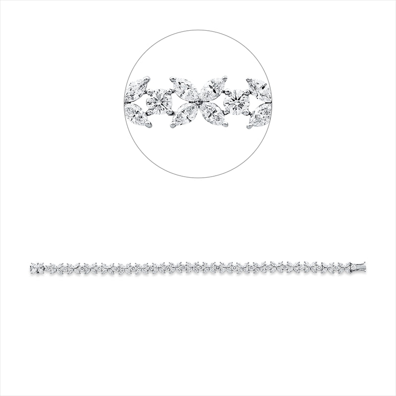 Armband 18 kt WG, 76 Nav. 4,99 ct, F-vsi, 19 Brill. 2,05 ct, F-vsi/si