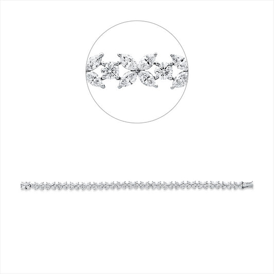 Armband 18 kt WG, 76 Nav. 4,99 ct, F-vsi, 19 Brill. 2,05 ct, F-vsi/si
