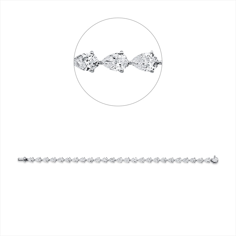 Armband 18 kt WG, 9 Tropfen 2,77 ct, D/TW-vvs/vs, 17 Tropfen 5,21 ct, D/TW-vsi/si