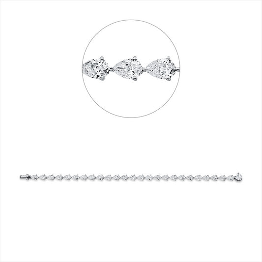 Armband 18 kt WG, 9 Tropfen 2,77 ct, D/TW-vvs/vs, 17 Tropfen 5,21 ct, D/TW-vsi/si