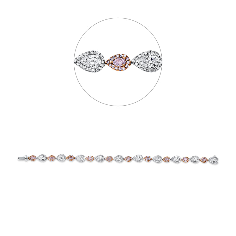 Armband 18 kt WG+RG,10 GIA's,10 Tro 1,31 ct,140 Br 0,57 ct, pink-vsi/si,10 Tro 4,05 ct, F-D-vsi-if,200 Br 0,82 ct, TW-vsi/si
