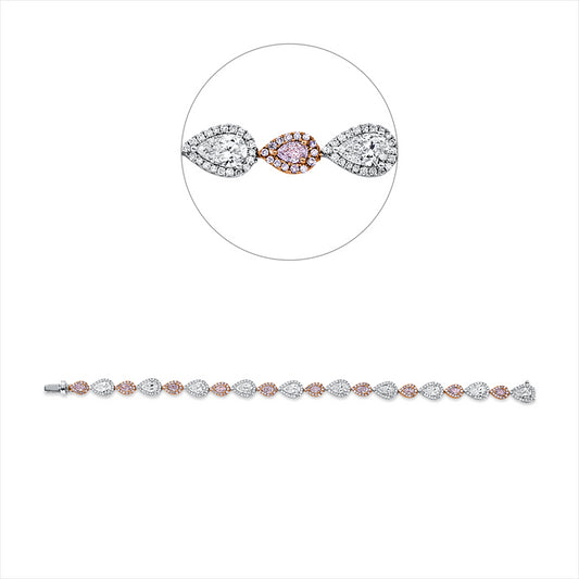 Armband 18 kt WG+RG,10 GIA's,10 Tro 1,31 ct,140 Br 0,57 ct, pink-vsi/si,10 Tro 4,05 ct, F-D-vsi-if,200 Br 0,82 ct, TW-vsi/si