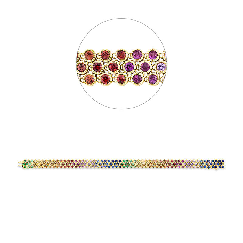 Armband 18 kt GG, 165 Saphire 8,86 ct multicolor