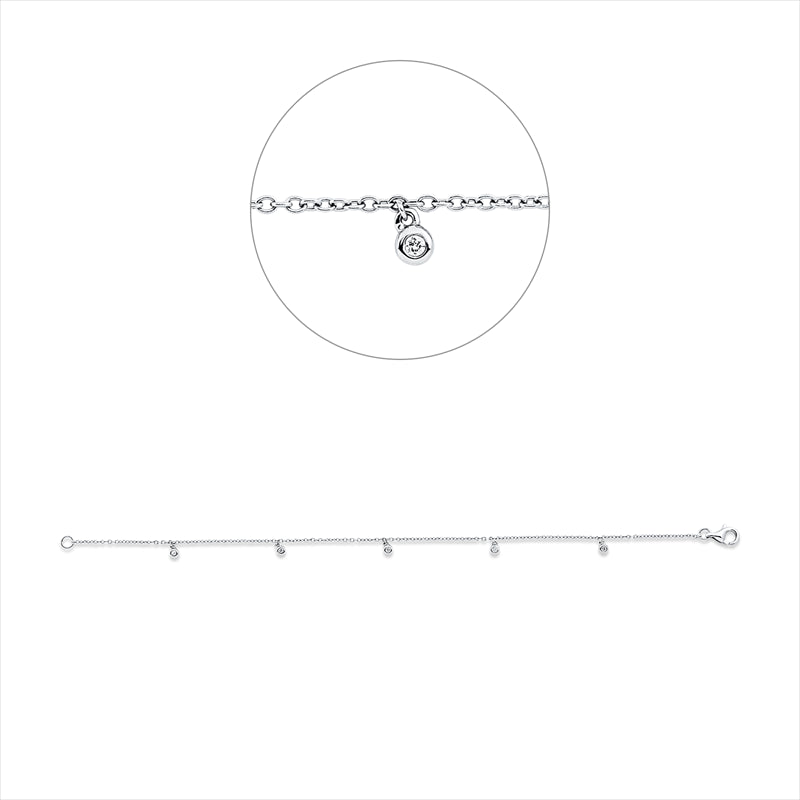 Armband 18 kt WG, 5 Brill. 0,05 ct, TW-si