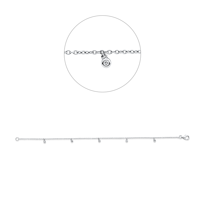 Armband 18 kt WG, 5 Brill. 0,05 ct, TW-si