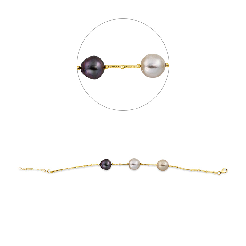 Armband 18 kt GG, 1 SS gold 11 mm, 1 SS weiß 11 mm, 1 TA schwarz 11 mm