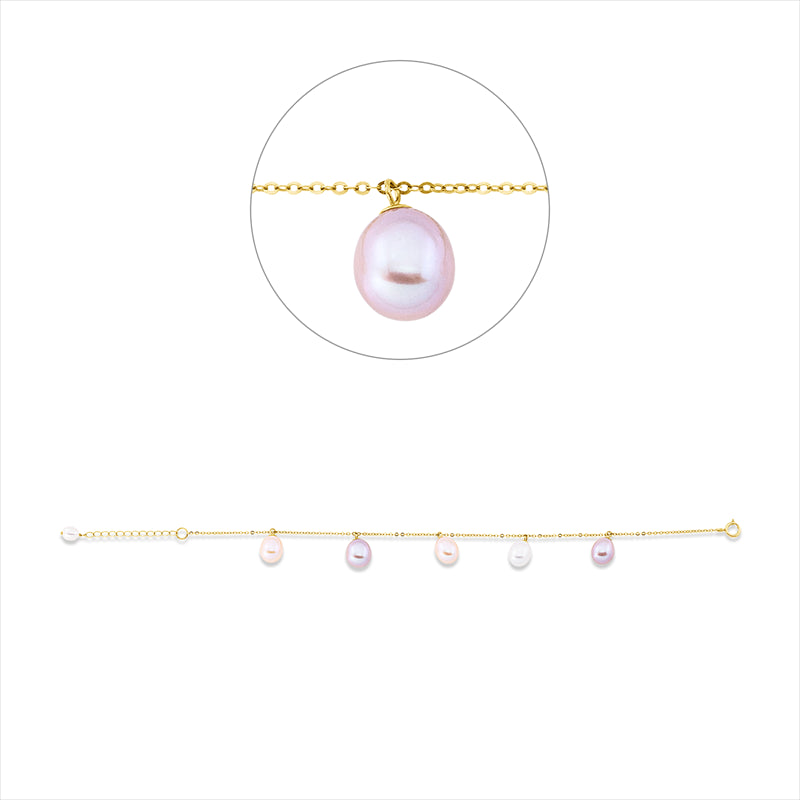Armband 18 kt GG, 4 ZP fancy 7 mm, 1 ZP fancy 4,5 mm, 1 ZP fancy 8 mm