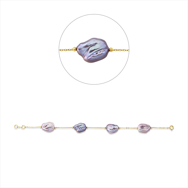 Armband 18 kt GG, 4 ZP, barock lila 11 mm