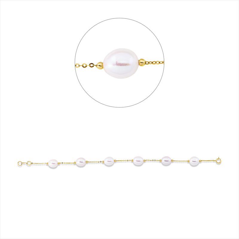 Armband 18 kt GG, 6 ZP weiß 8 mm