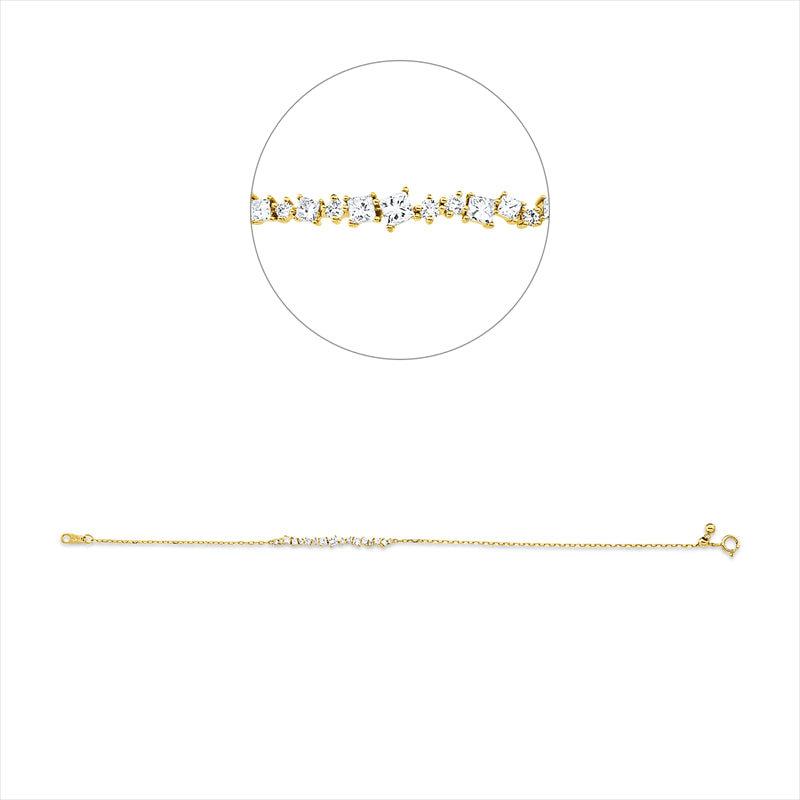 Armband 18 kt GG, 9 Princ. 0,35 ct, TW-si, 8 Brill. 0,10 ct, TW-si