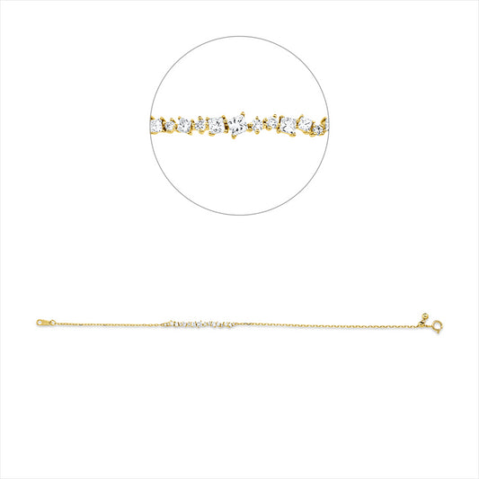 Armband 18 kt GG, 9 Princ. 0,35 ct, TW-si, 8 Brill. 0,10 ct, TW-si