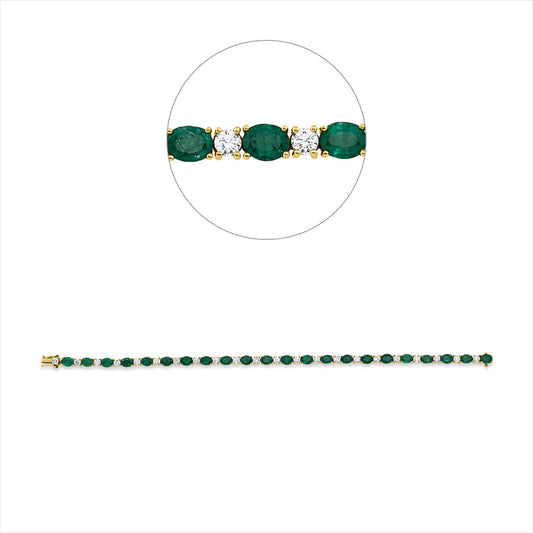 Armband 18 kt GG, 22 Brill. 2,10 ct, TW-pi, 22 Smaragde 6,83 ct grün