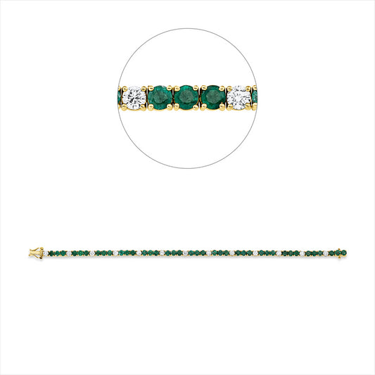 Armband 18 kt GG, 13 Brill. 1,78 ct, TW-pi, 39 Smaragde 5,98 ct grün