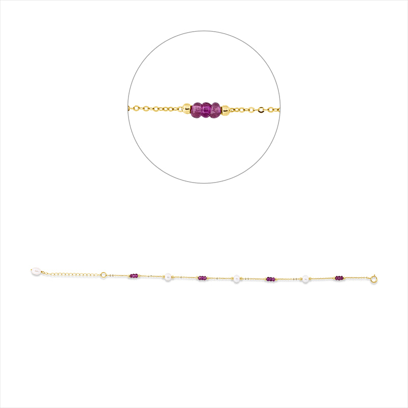 Armband 18 kt GG, mit ZÖ 18 cm, 12 Rubine 3,78 ct rot, 4 ZP weiß 4,5 mm