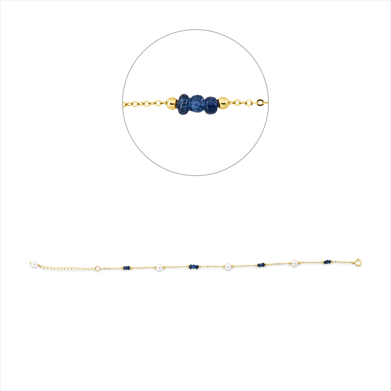 Armband 18 kt GG, 12 Saphire 1,98 ct blau, 4 ZP weiß 4,5 mm