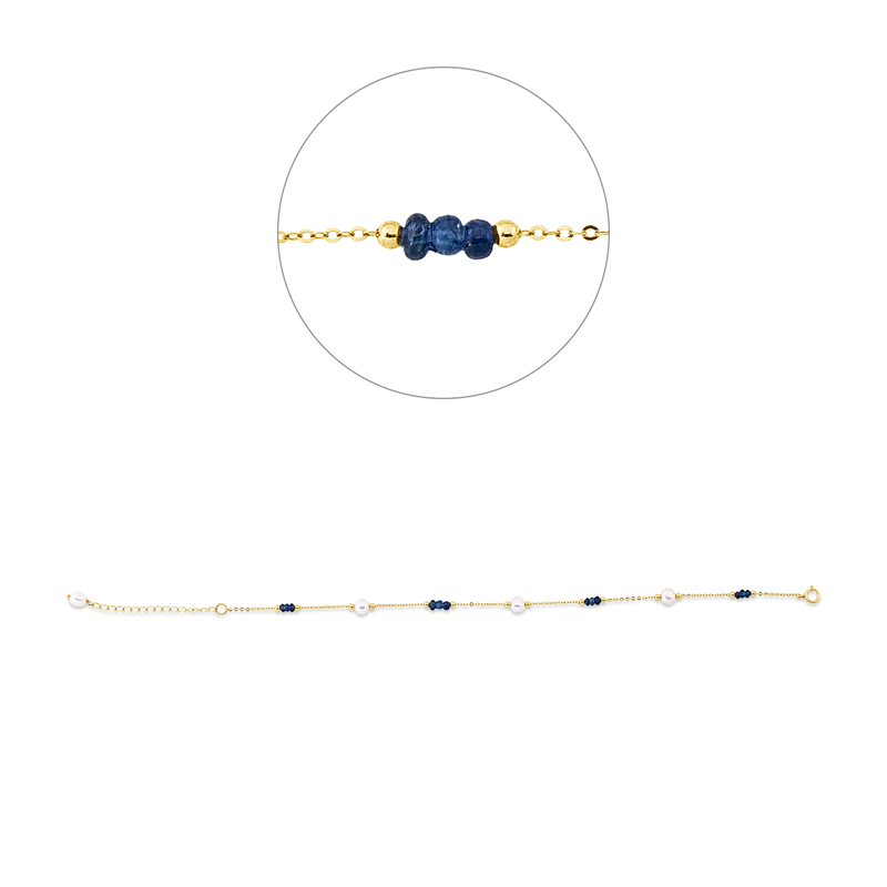Armband 18 kt GG, 12 Saphire 2,00 ct blau, 4 SW weiß 4,5 mm