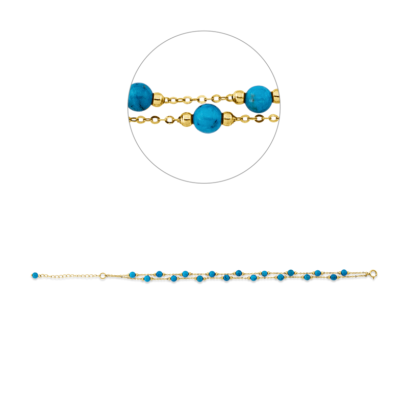 Armband 18 kt GG, mit ZÖ 18 cm, 18 Türkis 5,60 ct blau