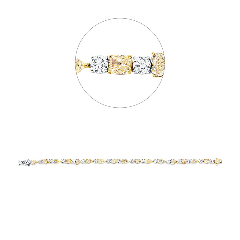 Armband 18 kt GP, GIAx17, 17 Mix 8,63 ct, gelb-vsi/i1, 17 Brill. 3,85 ct, TW-si
