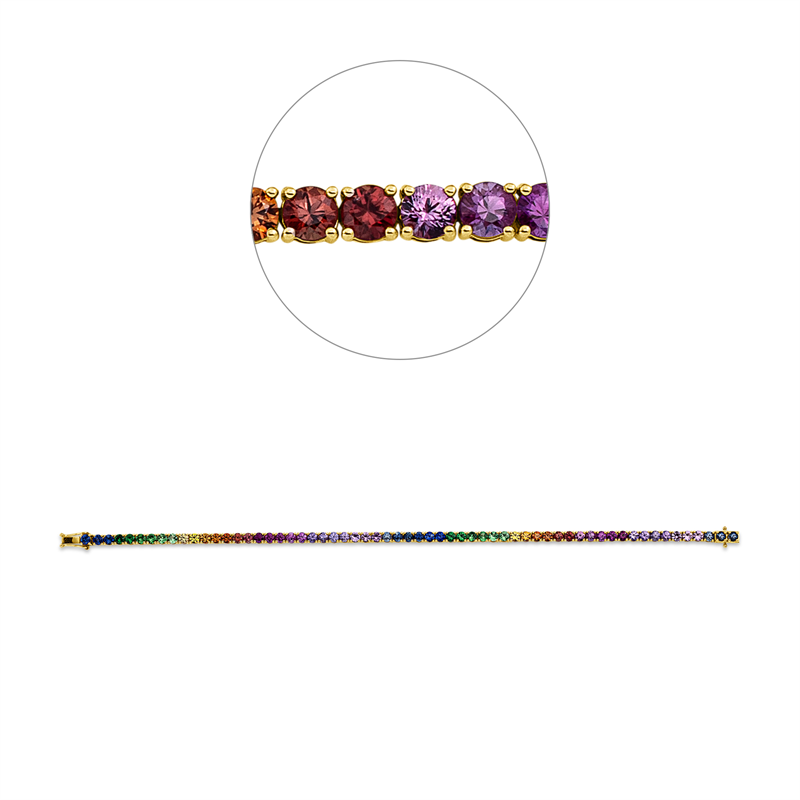 Armband 18 kt RG, 61 Saphire 7,08 ct fancy