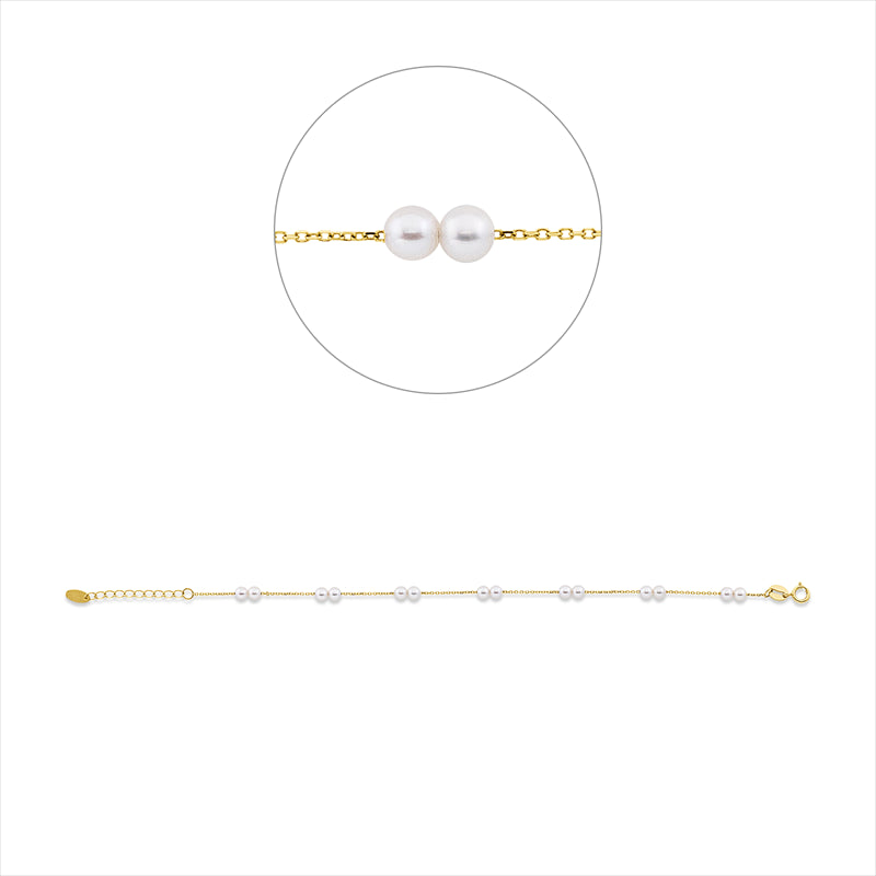 Armband 18 kt GG, mit ZÖ 16 cm, 14 SW weiß 3 mm