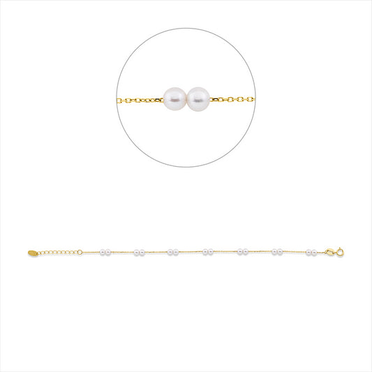 Armband 18 kt GG, mit ZÖ 15 cm, 14 SW weiß 3 mm, B:3,3 mm, L:17,5 cm, S:3,3 mm