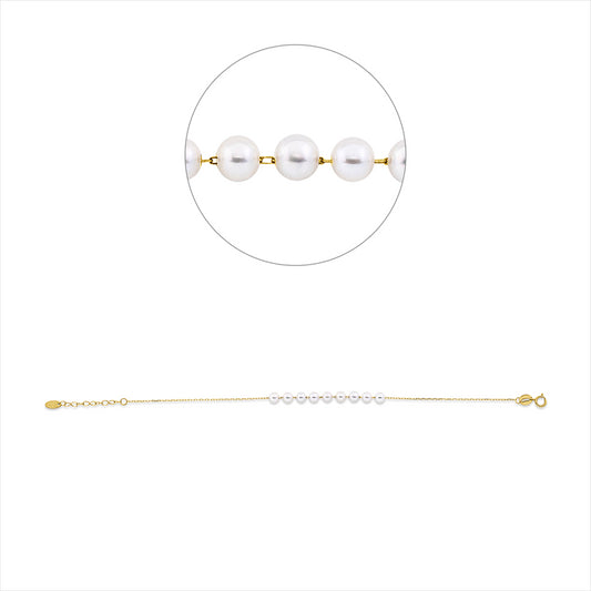 Armband 18 kt GG, mit ZÖ 16 cm, 9 SW weiß 3,5 mm, B:4,0 mm, L:18,5 cm, S:4,0 mm