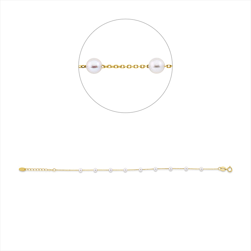 Armband 18 kt GG, mit ZÖ 16 cm, 9 SW weiß 3 mm
