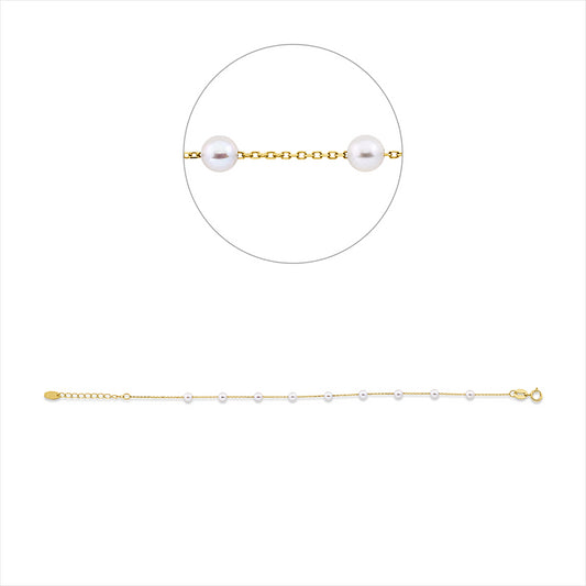 Armband 18 kt GG, mit ZÖ 16 cm, 9 SW weiß 3 mm, B:3,3 mm, L:18,5 cm, S:3,3 mm