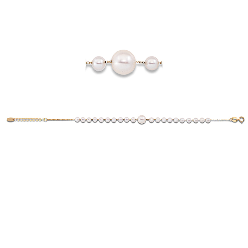 Armband 18 kt GG, mit ZÖ 16 cm, 1 SW weiß 6,6 mm, 20 SW weiß 3,5 mm
