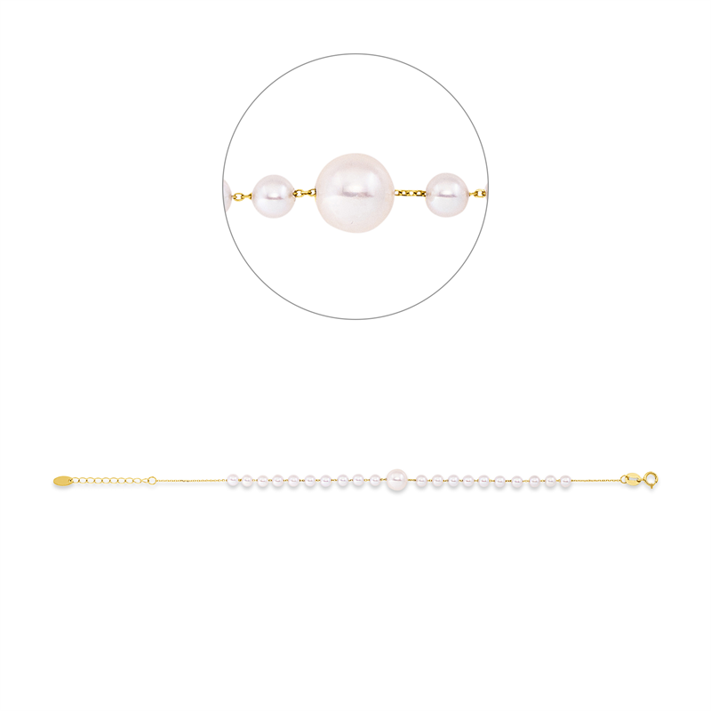 Armband 18 kt GG, mit ZÖ 16 cm, 1 SW weiß 6,6 mm, 20 SW weiß 3,5 mm