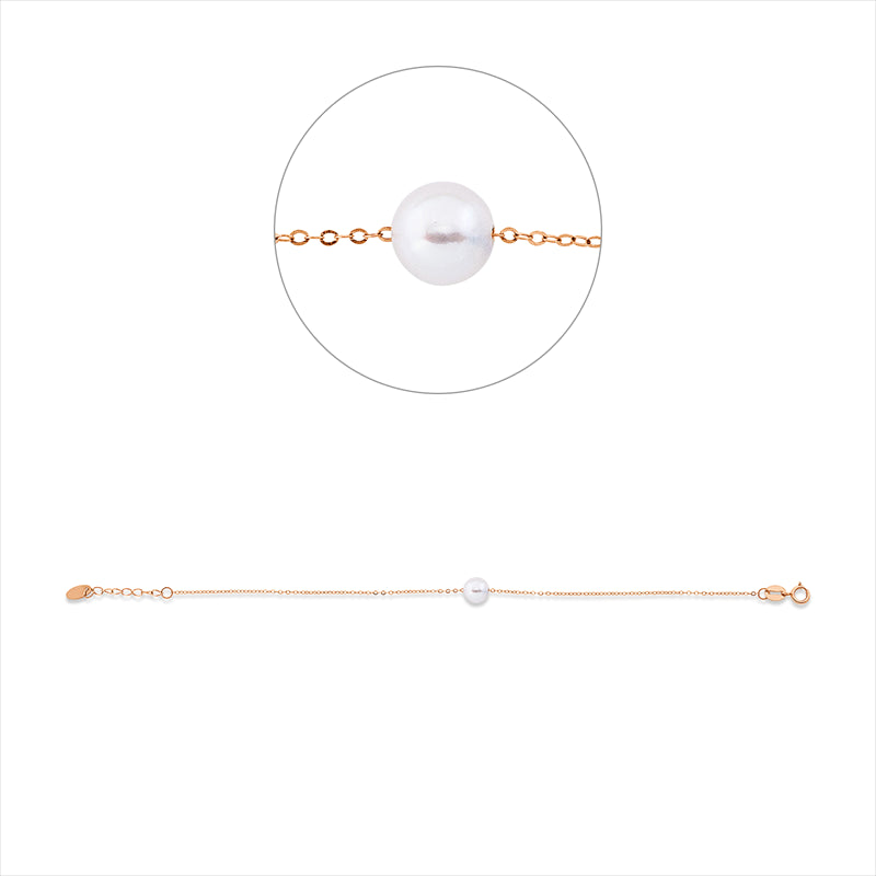 Armband 18 kt RG, mit ZÖ 15 cm, 1 SW weiß 6 mm