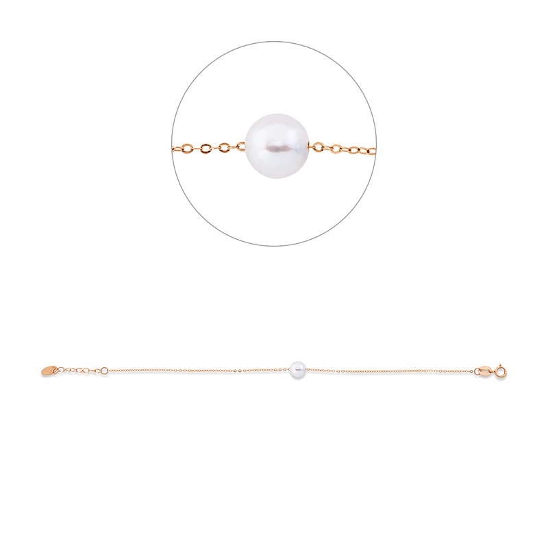 Armband 18 kt RG, mit ZÖ 15 cm, 1 SW weiß 6 mm, B:6,0 mm, L:17,0 cm, S:6,0 mm