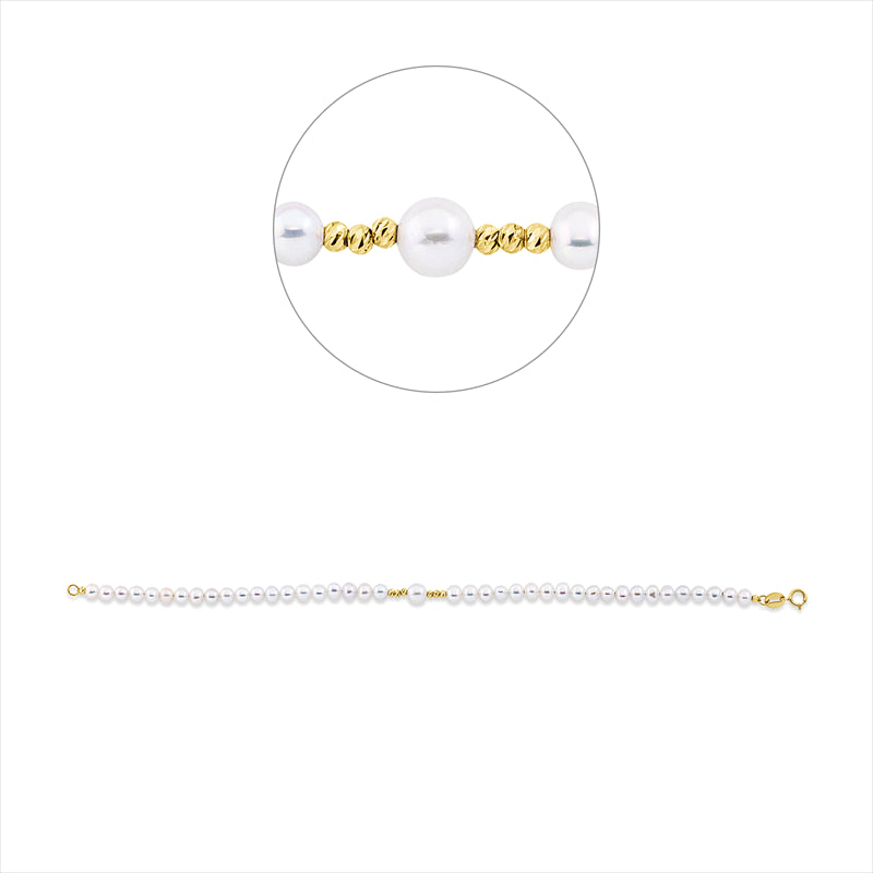 Armband 18 kt GG, 1 SW weiß 5 mm, 40 SW weiß 3,5 mm
