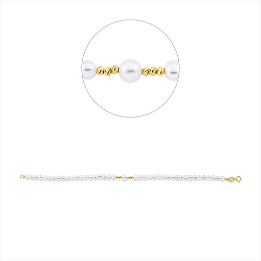 Armband 18 kt GG, 1 SW weiß 5 mm, 40 SW weiß 3,5 mm, B:5,1 mm, L:17,0 cm, S:5,1 mm