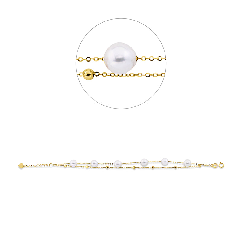 Armband 18 kt GG, mit ZÖ 16 cm, 6 SW weiß 6,5 mm