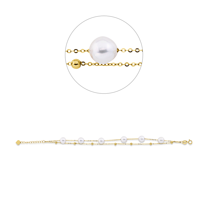 Armband 18 kt GG, mit ZÖ 16 cm, 6 SW weiß 6,5 mm