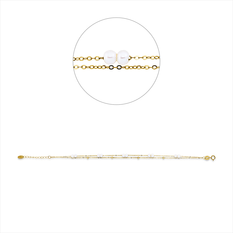 Armband 18 kt GG, mit ZÖ 16 cm, 10 SW weiß 3 mm