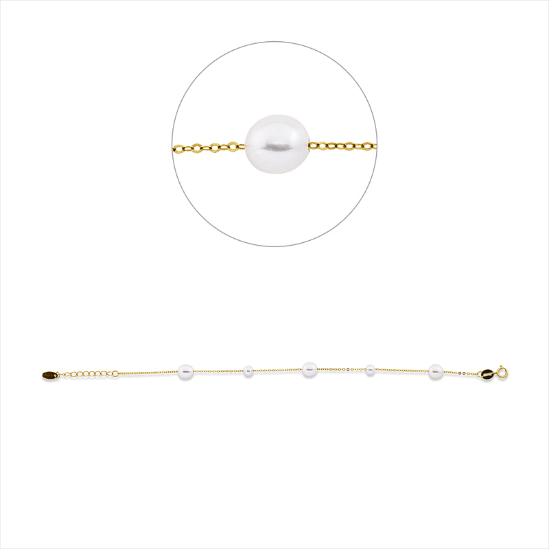 Armband 18 kt RG, mit ZÖ 16 cm, 3 SW weiß 5,5 mm, 2 SW weiß 3,5 mm