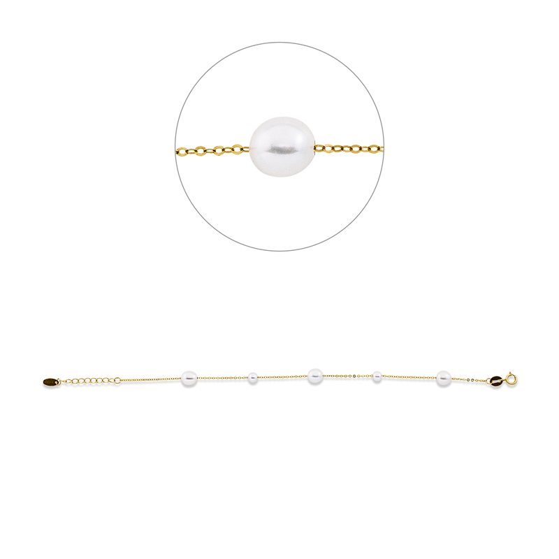 Armband 18 kt RG, mit ZÖ 16 cm, 3 SW weiß 5,5 mm, 2 SW weiß 3,5 mm