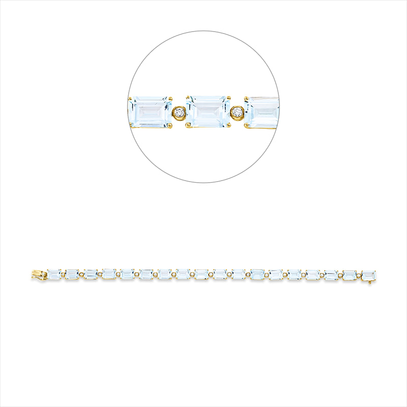Armband 18 kt GG, 18 Brill. 0,30 ct, TW-si, 18 Topase 20,90 ct sky blue