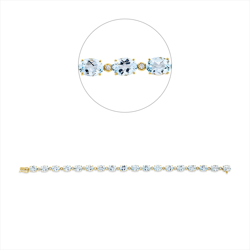 Armband 18 kt GG, 18 Brill. 0,29 ct, TW-si, 18 Topase 15,60 ct sky blue
