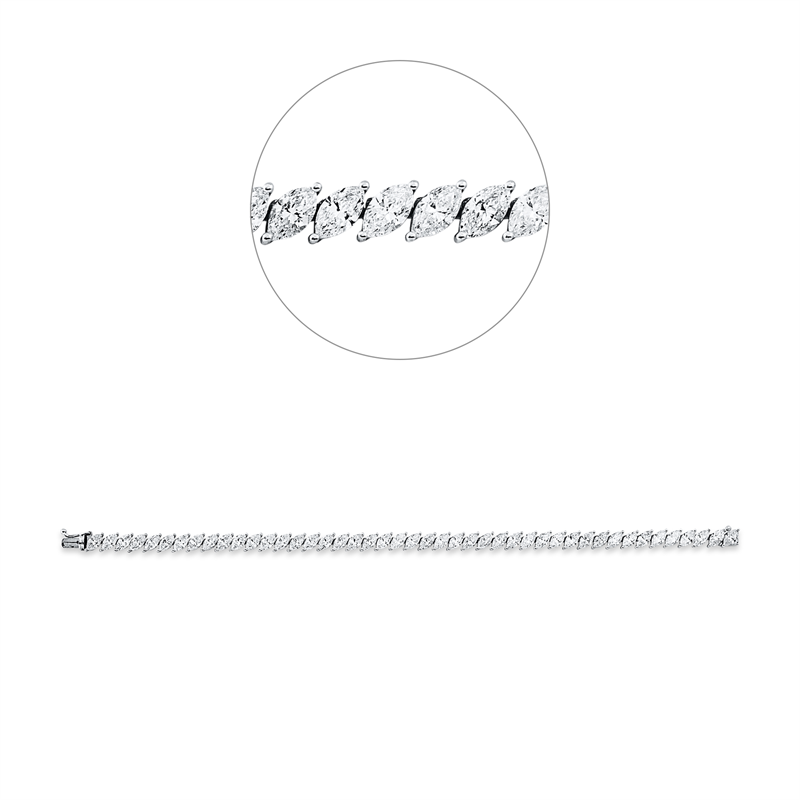Armband 18 kt WG, 45 Nav. 9,30 ct, F-si