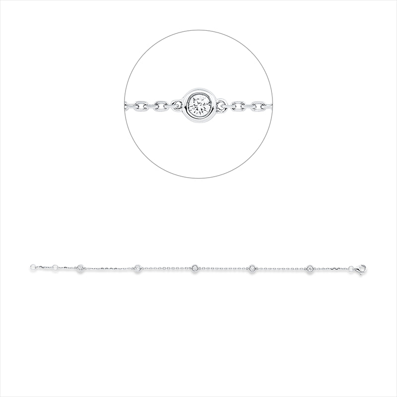 Armband 18 kt WG, mit ZÖ 16,5 cm, 5 Brill. 0,32 ct, TW-si