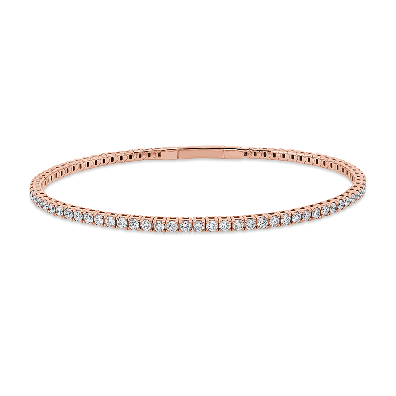 Armband 18 kt RG, flexibel, 74 Brill. 1,99 ct, TW-si