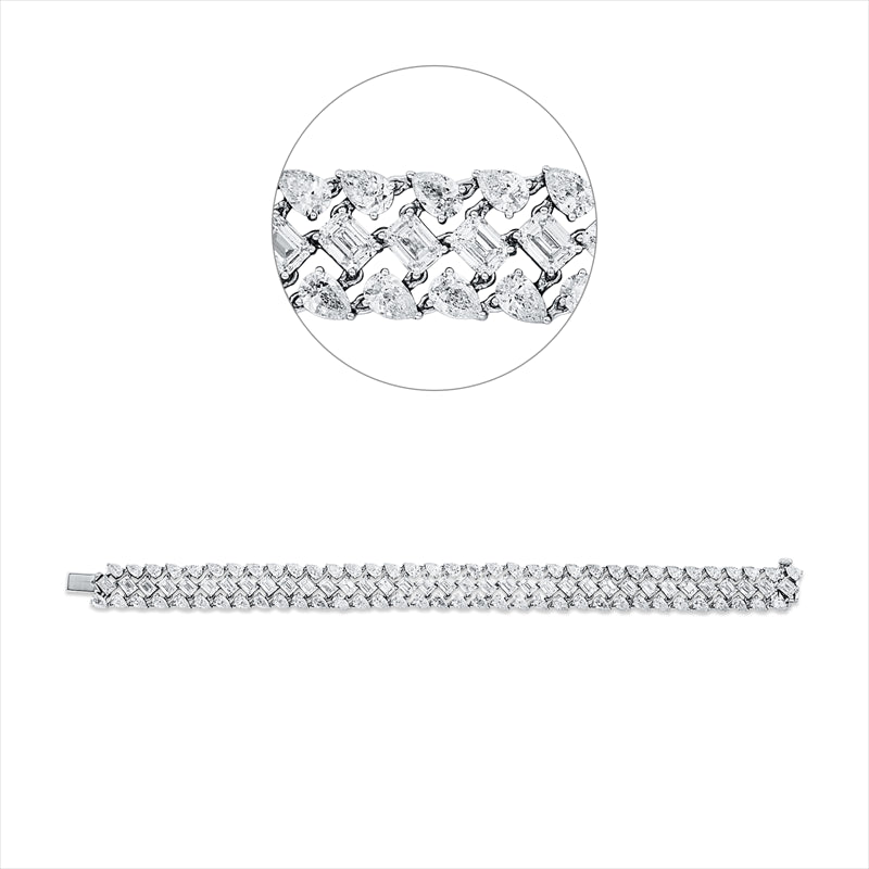 Armband 18 kt WG, 35 Sm.schliff 10,75 ct, gelb-vsi, 70 Tropfen 11,34 ct, TW-si