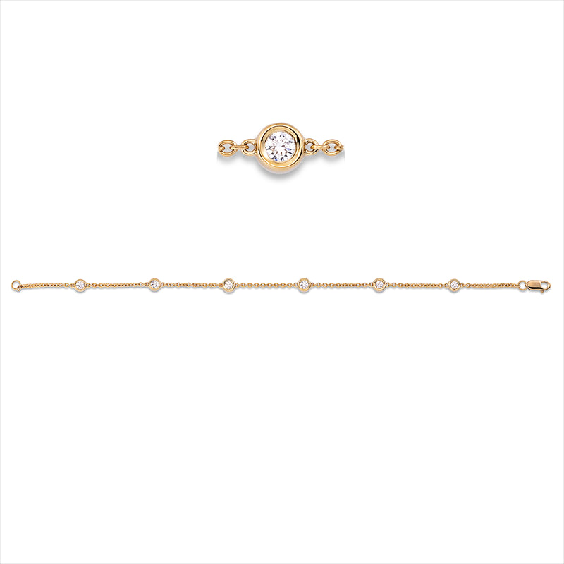 Armband 18 kt GG, 3 Brill. 0,24 ct, TW-si, 3 Brill. 0,18 ct, TW-si