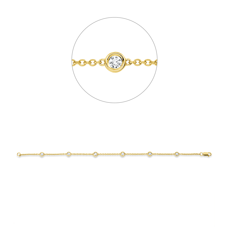 Armband 18 kt GG, 3 Brill. 0,24 ct, TW-si, 3 Brill. 0,18 ct, TW-si